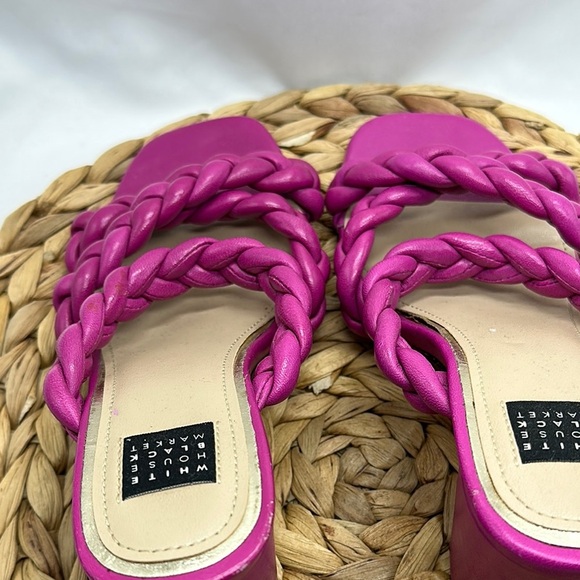 White House Black Market Magenta Braided Comfortable Block Heels - Picture 7 of 9